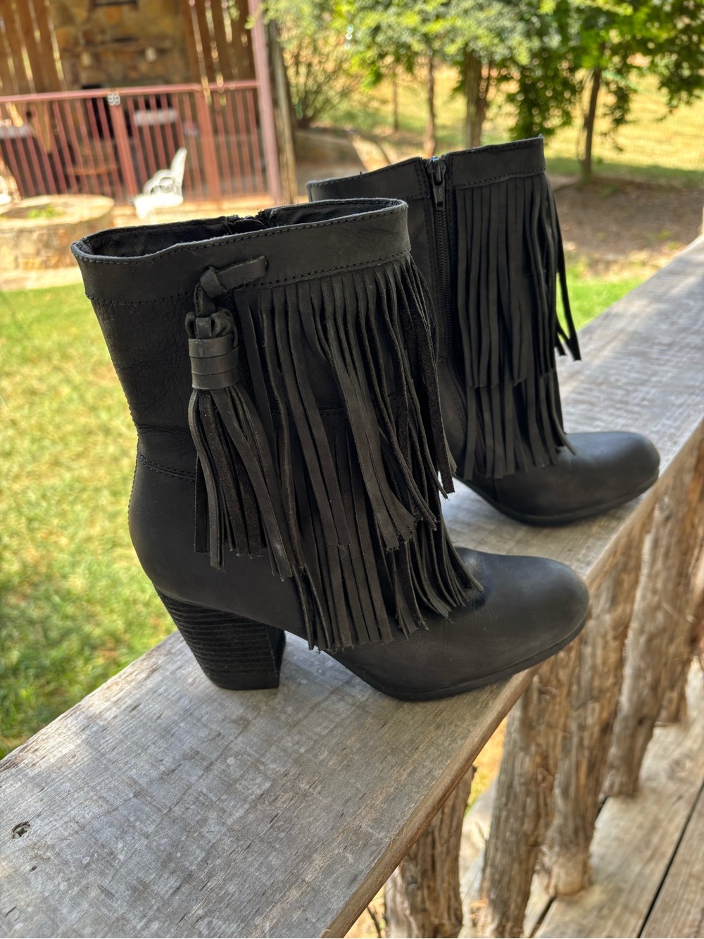 Ralph Lauren Women's Black Fringe Ankle Boots - Stylish Heeled Booties